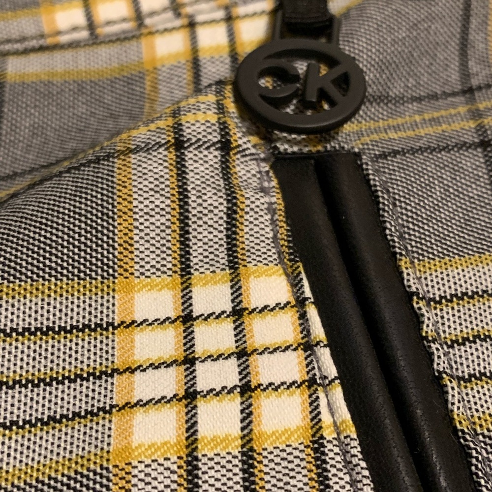 Calvin Klein Plaid Pants/Dress tights. Grey, Black, Yellow and White Size 10